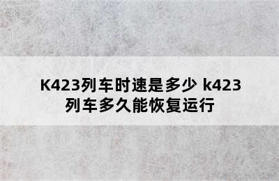 K423列车时速是多少 k423列车多久能恢复运行